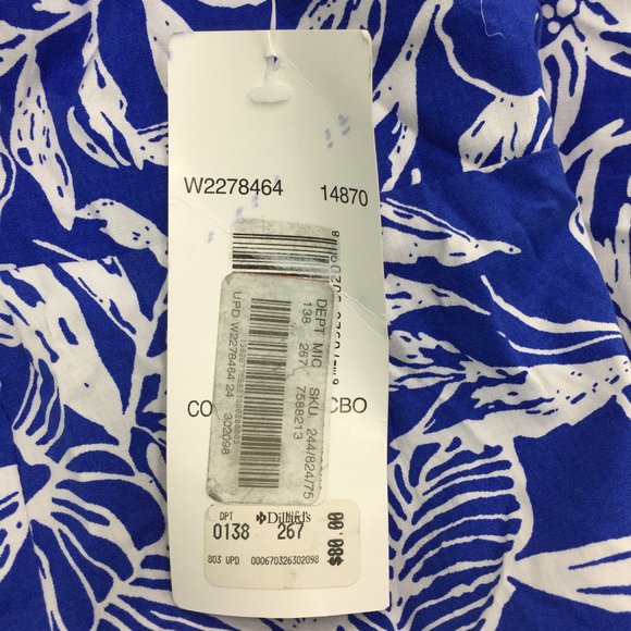 NWT Signature Blue & White Beaded Halter Dress - Picture 4 of 4